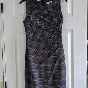 Calvin Klein Black/White Sleeveless Plaid Dress Size 4
